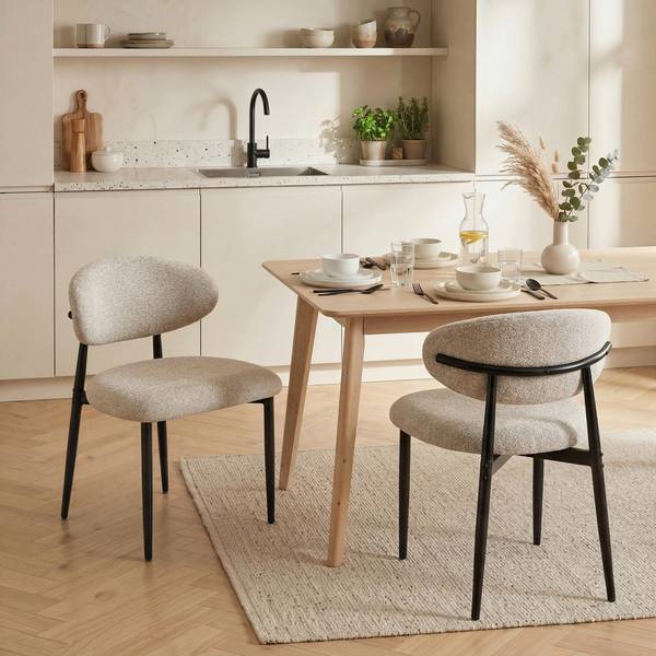 Esszimmerstuhl 83A-507V00BG Beige - Strukturstoff - Leinen - 58 x 77 x 58 cm
