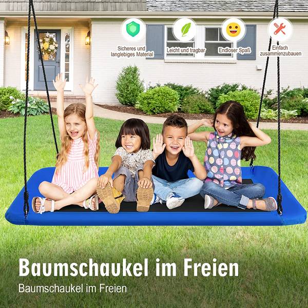 Baumschaukel Nestschaukel 100-180cm Seil Blau - Kunststoff - 80 x 180 x 150 cm
