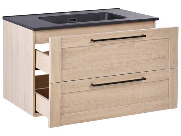 Ensemble pour salle de bain TARIJA Noir - Marron - Bois manufacturé - 80 x 46 x 46 cm