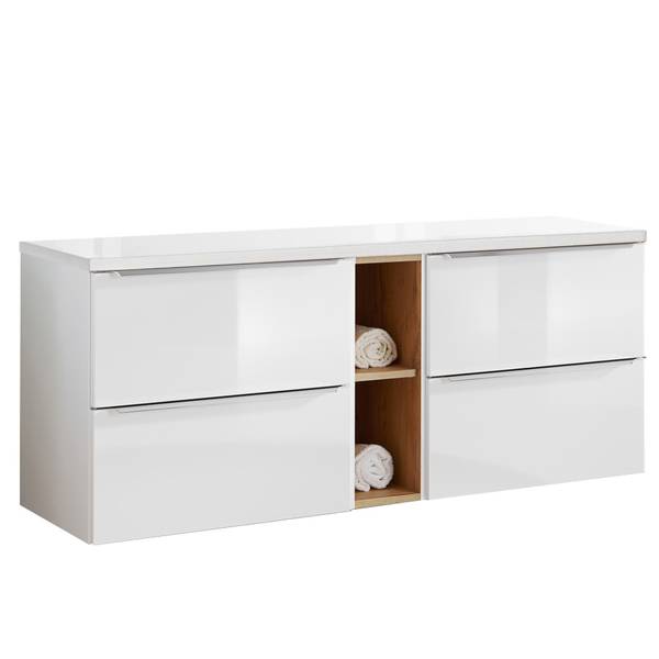 Waschbeckenschrank TOSKANA-56-566 Weiß - Holzwerkstoff - 141 x 60 x 46 cm