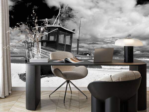 Fototapete Boot Strand Meer Natur 350 x 256 x 256 cm
