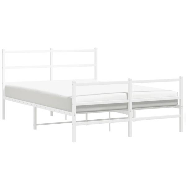 Bettgestell mit Kopf und Fußteil X607 Weiß - Metall - 146 x 90 x 207 cm