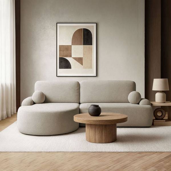 Rundes Ecksofa CLEO  mit Schlaffunktion Beige - Polyester - 264 x 89 x 172 cm