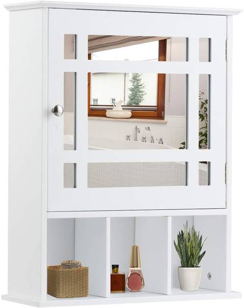 Hängeschrank Spiegelschrank Weiß - Holzwerkstoff - 16 x 61 x 50 cm