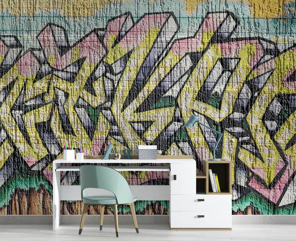 Fotobehang graffiti op beton 450 x 315 cm