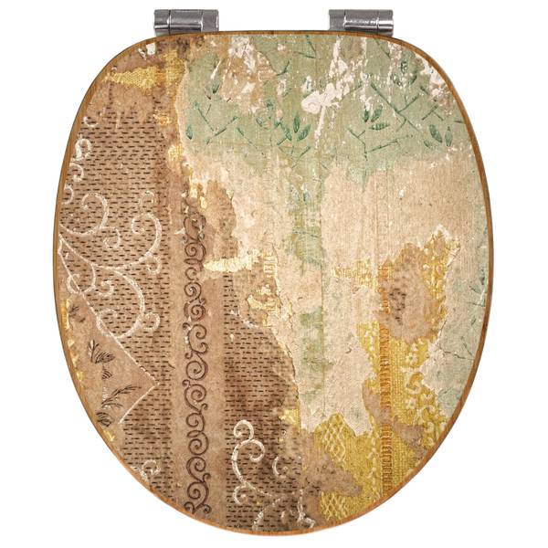 WC-Sitz mit Absenkautomatik Alte Tapeten Bambus - Holzwerkstoff - 38 x 5 x 49 cm