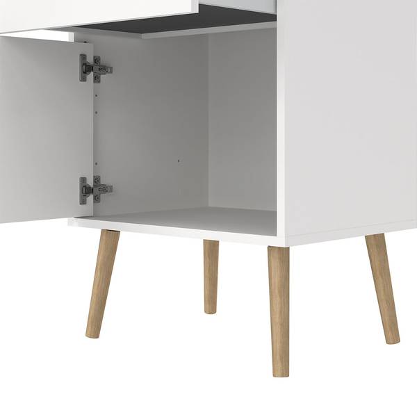 Nachttisch Bodo Weiß - Holz teilmassiv - 51 x 73 x 40 cm