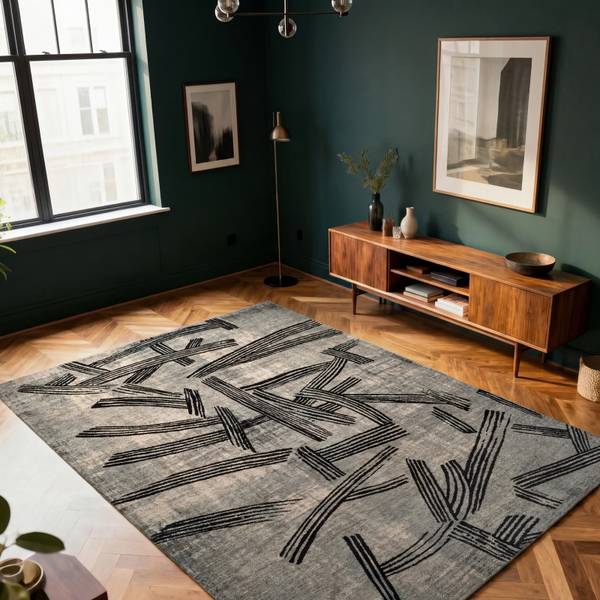 Teppich Kanji, Drinnen/Draußen waschbar Steingrau - 140 x 200 cm