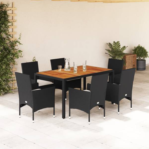 Garten Essgruppe 3037837-3 (7-teilig) Schwarz - Creme - Breite: 150 cm