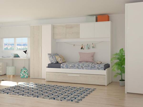 Bettrahmen LUMOKA Beige - Holz teilmassiv - 96 x 203 x 298 cm