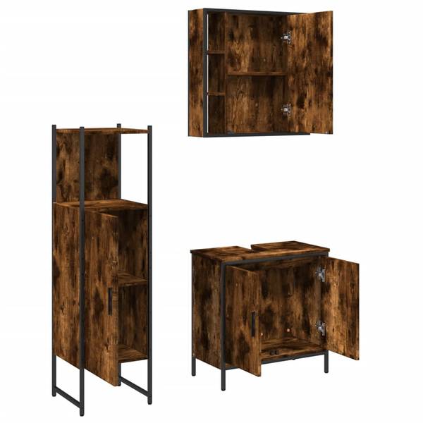 Meubles de bain 3033727 lot de 3 Marron - Bois manufacturé - 16 x 60 x 60 cm