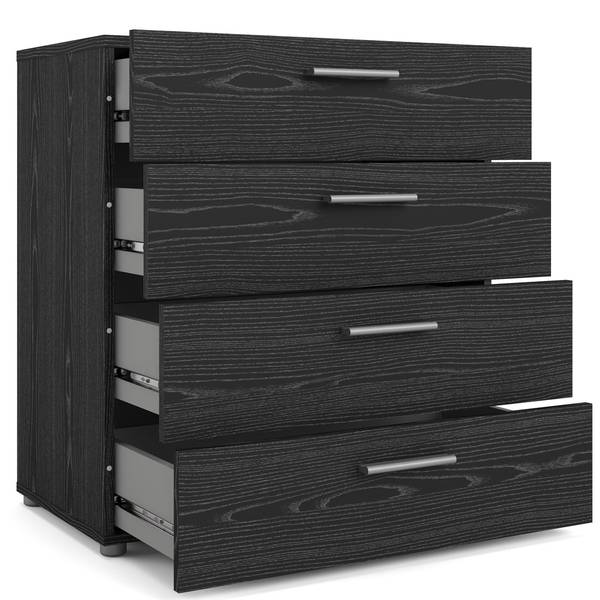 Commode Petra Noir - En partie en bois massif - 81 x 69 x 41 cm
