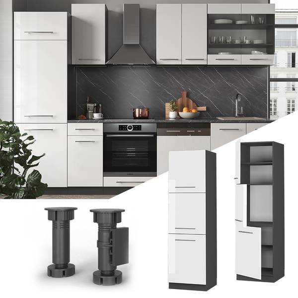 Armoire haute Fame-Line 38572 Anthracite - Blanc brillant