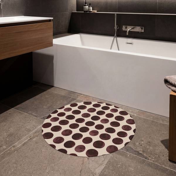 BADEMATTE Punkte Rot - Microfaser - 70 x 70 x 1 cm