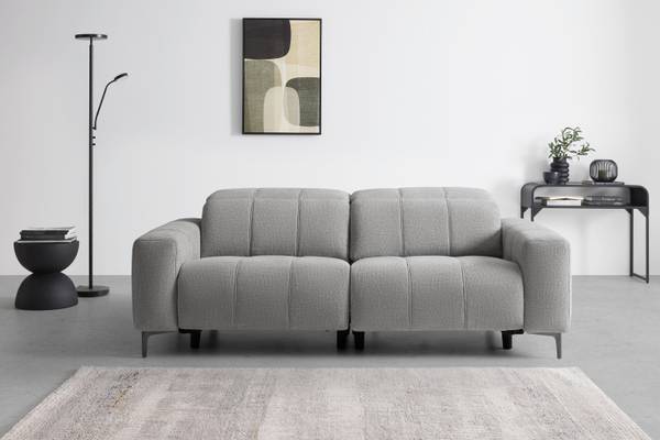2,5-Sitzer ALVARO Grau - Metall - Kunststoff - Textil - Holz teilmassiv - 220 x 79 x 109 cm