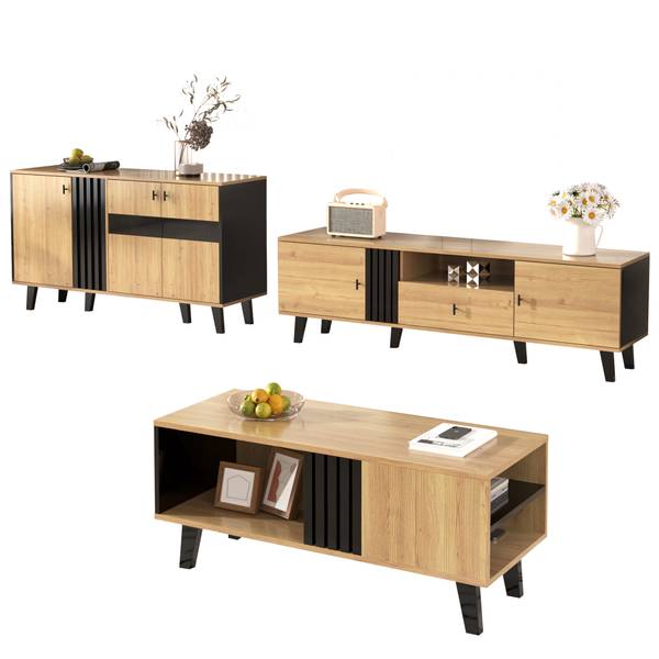 Sideboard Cronus Ⅶ Braun - Kiefer - Stahl - 140 x 78 x 41 cm