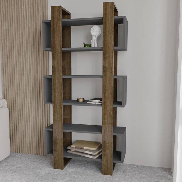Bücherregal Milano Anthrazit - Walnuss
