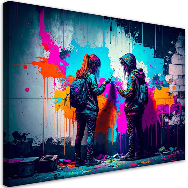 Canvas schilderij Mensen 60 x 40 cm