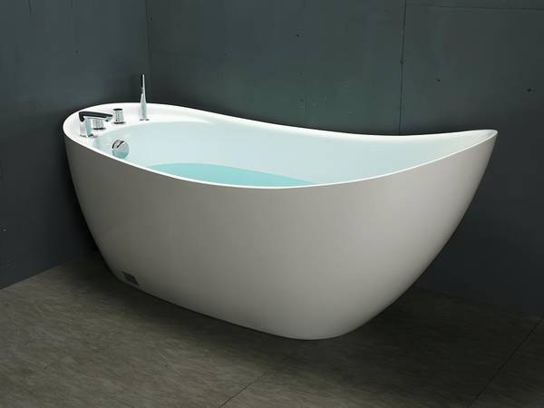 Baignoire îlot NATALIA Blanc - Fibres naturelles - 75 x 73 x 170 cm
