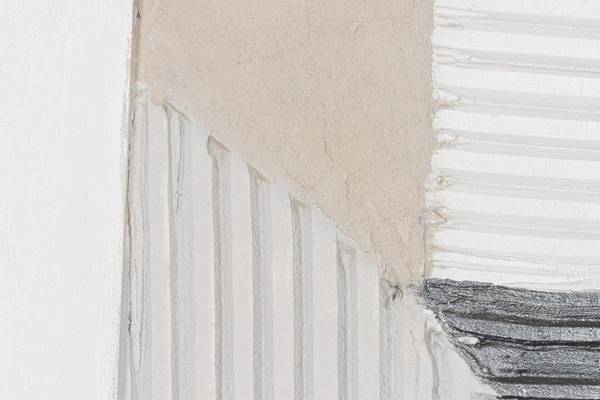 Acrylbild Handgemalt Geometrisch Het Beige - Weiß - Baumwollstoff - 75 x 100 x 4 cm