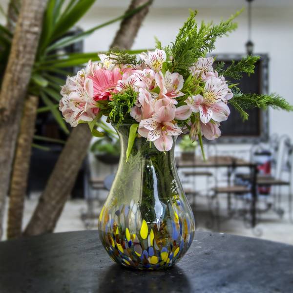 Handgefertigte Schwarze Blumenvase Aus Mundgeblasenem Glas – 22 Cm Hoch, 4 Liter Fassungsvermögen