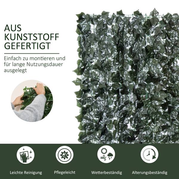 Künstliche Hecke 844-201 Grün - Kunststoff - 1 x 150 x 300 cm