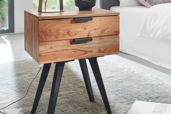 Nachttisch IRAM Moderne Nachtkonsole Braun - Massivholz - 47 x 65 x 35 cm