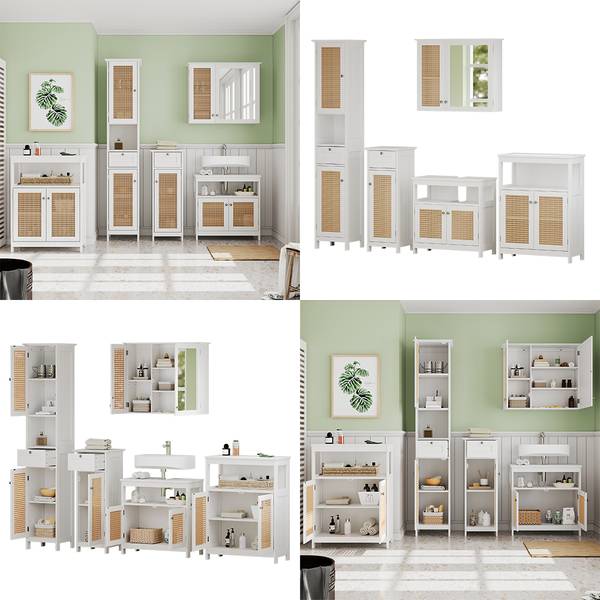 Badmöbel-Set Rosario 40448 5er Set Weiß - Holzwerkstoff - 60 x 60 x 30 cm