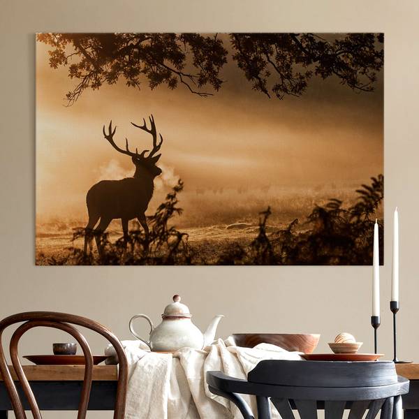 Akustikbild Hirsch Winterwald 150 x 100 cm
