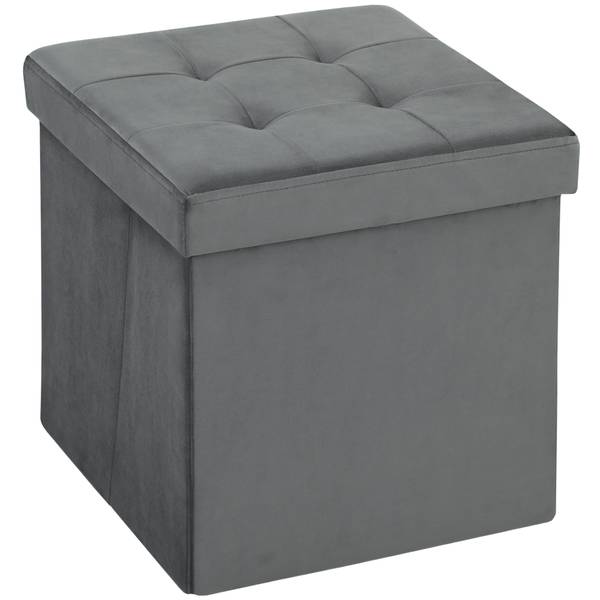 Sitzhocker 838-555V00GY Grau - Polyester - Samt - 38 x 38 x 38 cm
