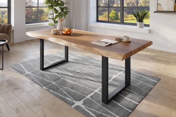 Esstisch TITAN Beige - 200 x 110 cm - Schwarz