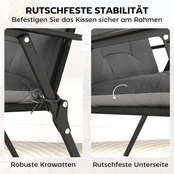 Outdoor Sitzkissen 84G-972V00CG 4er Set Grau - Textil - 53 x 8 x 112 cm