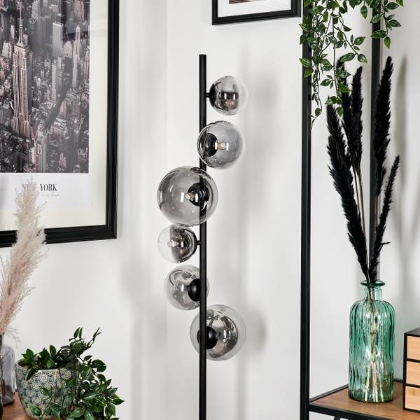 Stehlampe Garaguso Glas Grau - Durchsichtig - 80 x 160 x 80 cm - Durchmesser: 30 cm - Flammenanzahl: 6
