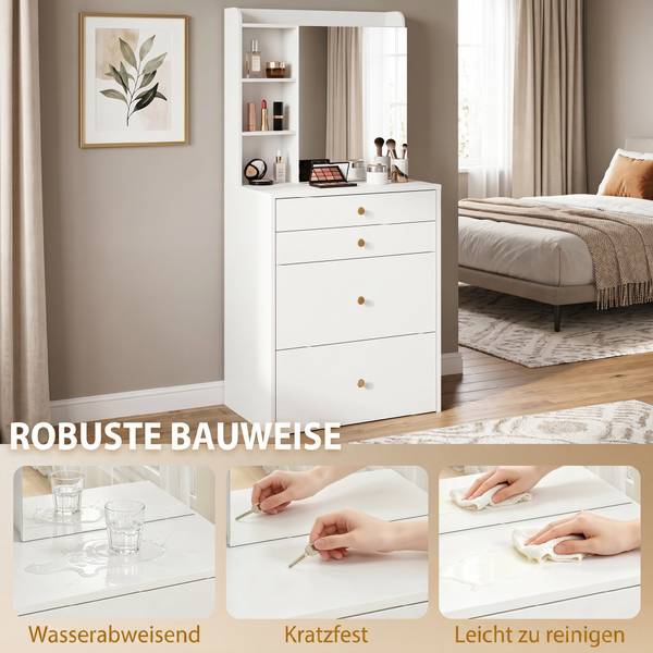 Schminktisch-Set 83D-233V90WT Weiß - Holzwerkstoff - 40 x 133 x 60 cm