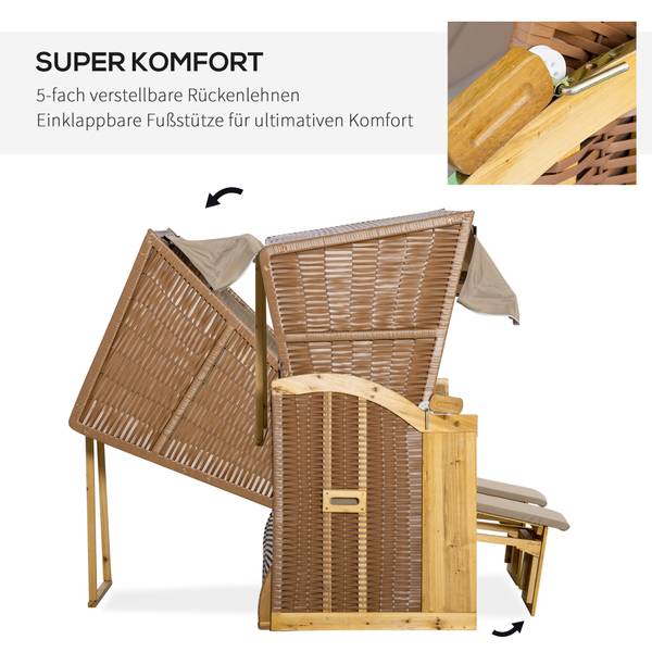 Strandkorb 867-107 Braun - Polyester - 79 x 160 x 150 cm