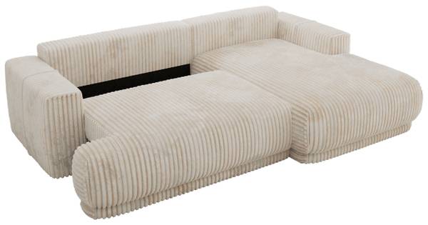 Ecksofa RINA L Beige - Ecke davorstehend rechts - Schlaffunktion davorstehend rechts - Cord - Polyester