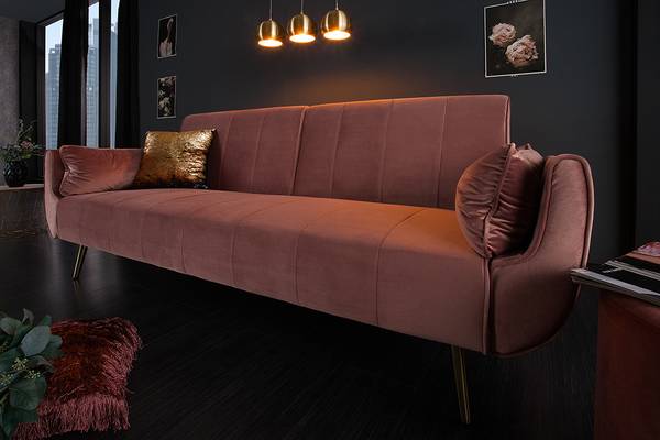Schlafsofa DIVANI Gold - Hellrosa - Textil - Holzart/Dekor