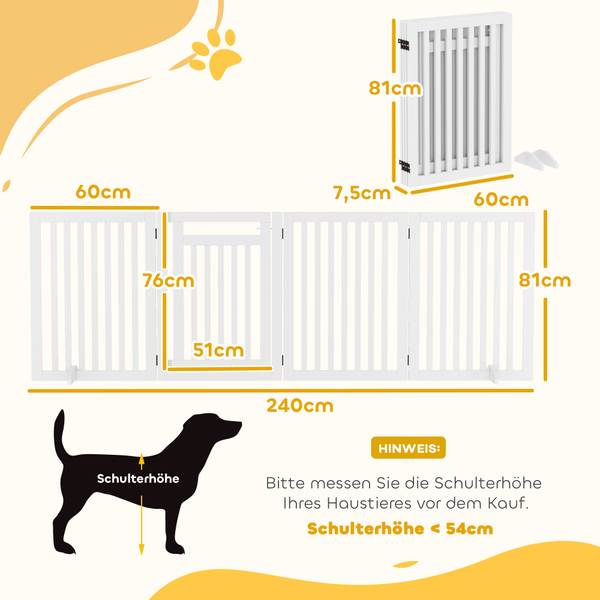 Absperrgitter Hund BB7195 Weiß - Holzwerkstoff - 68 x 12 x 94 cm