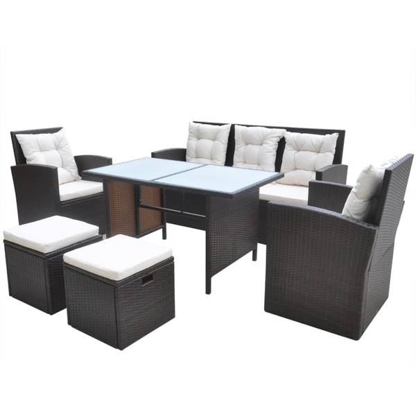 Meubles de jardin 296354 (lot de 6) Marron - Polyester - Verre clair - Polyéthylène - 70 x 66 x 120 cm