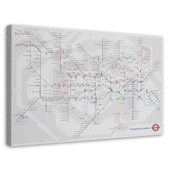 Tableau déco londres métro plan du métro 100 x 70 cm