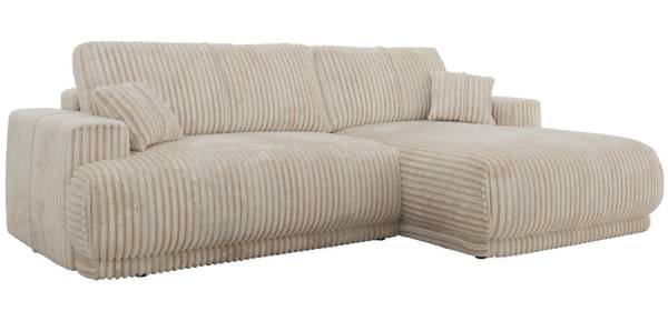 Ecksofa RINA L Beige - Ecke davorstehend rechts - Schlaffunktion davorstehend rechts - Cord - Polyester