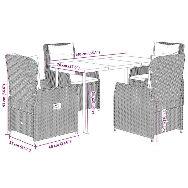 Garten-Essgruppe 3036392-2 5-teilig 70 x 140 cm