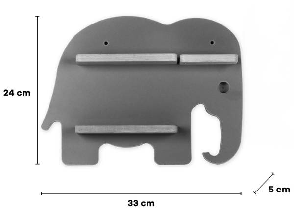 Wandregal Elefant Grau - Holzwerkstoff - 33 x 24 x 5 cm