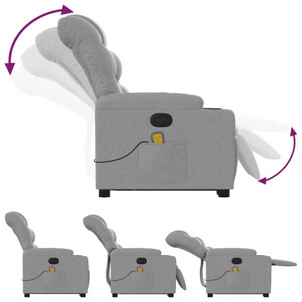 Fauteuil inclinable de massage 3032754-2 Gris lumineux