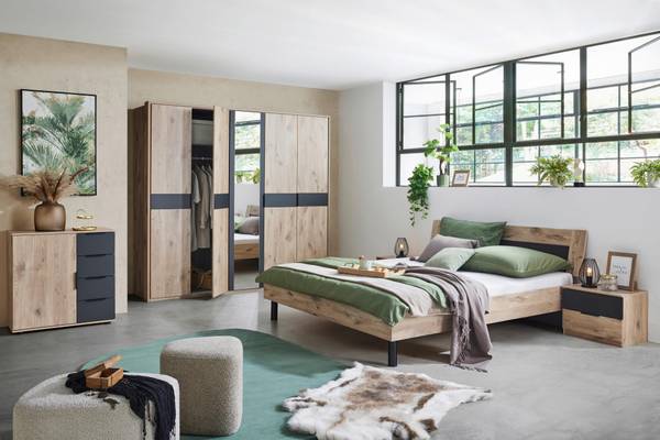 Drehtürenschrank BERGAMO Braun - Grau - Holzwerkstoff - 225 x 208 x 58 cm