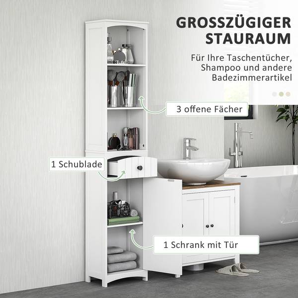 Hochschrank BB8069 Weiß - Massivholz - 24 x 170 x 34 cm