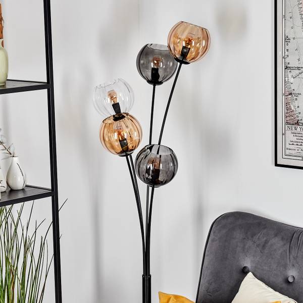 Stehlampe Cesaro Grau - Orange - Aluminium - Klarglas - 35 x 169 x 35 cm