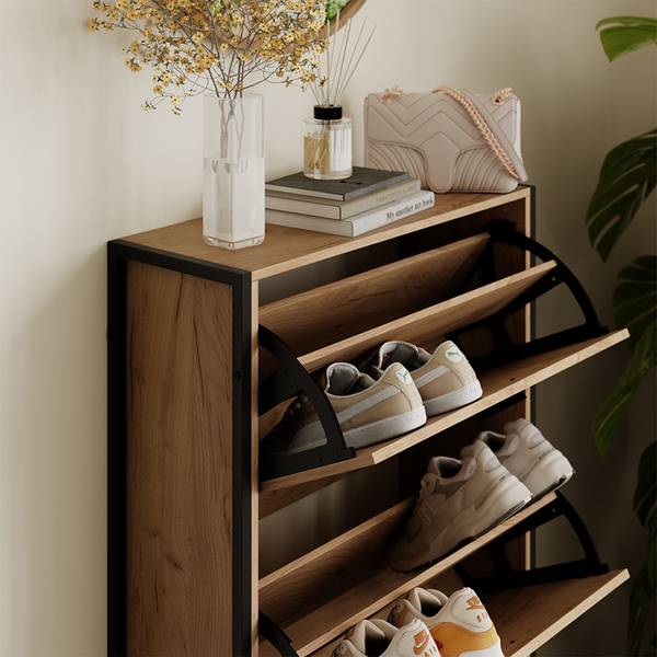 Schoenklaprek Folda 57360 zwart - bruin - plaatmateriaal op houtbasis - 63 x 83 x 24 cm
