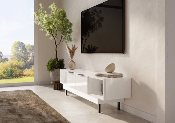 Meuble TV ARTEMISA Blanc - Bois manufacturé - 163 x 46 x 42 cm