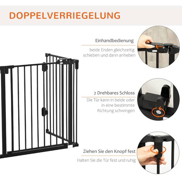 Hunde Absperrgitter D06-125BK Braun - Metall - 2 x 76 x 203 cm